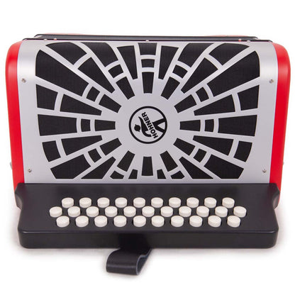Hohner Compadre Accordion GCF Red with Gray Grill and Cantabella Straps Bundle-accordion-Hermes Music- Hermes Music