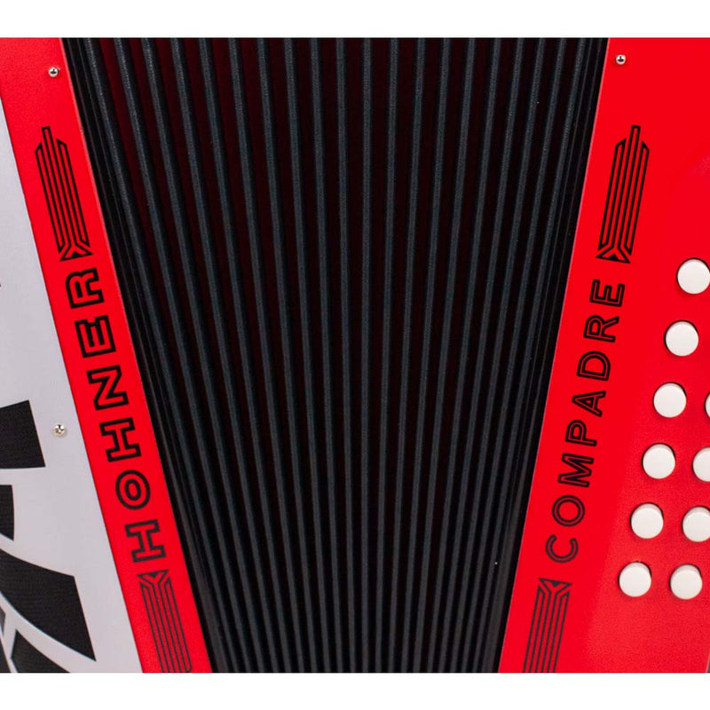 Hohner Compadre EAD Red with Gray Grill and Cantabella Straps Bundle-accordion-Hohner- Hermes Music