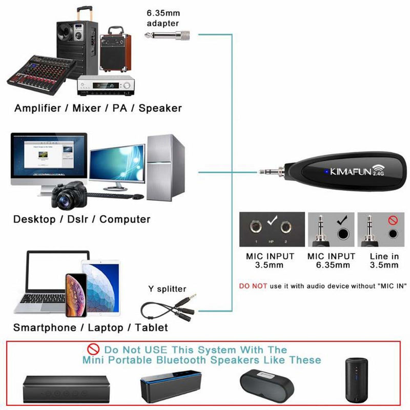 Kimafun KM-G102-3 Wireless Lavalier Vocal Lapel and Headset Microphone System-microphone-Kimafun- Hermes Music