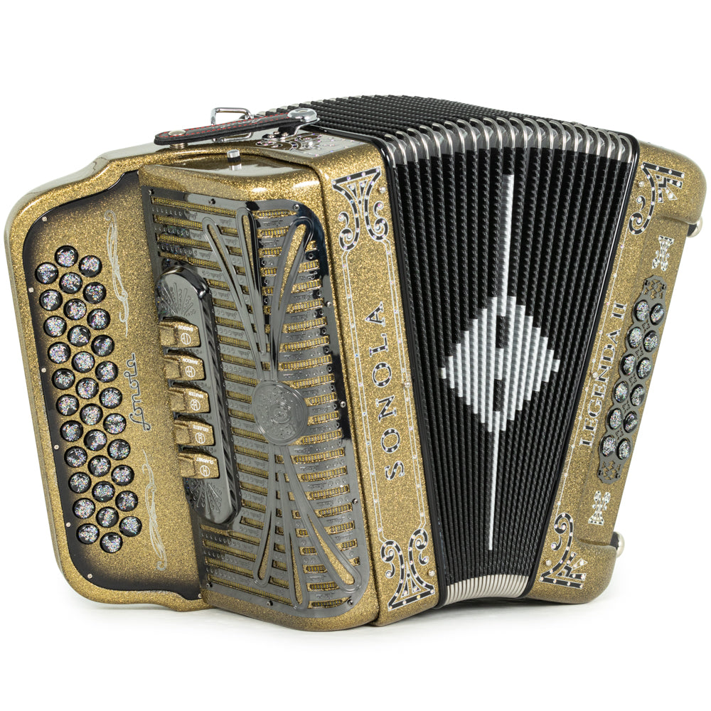 Sonola Legenda II Ultra Compacto Acordeón 5 Registros Fa Brillo Dorado y Negro