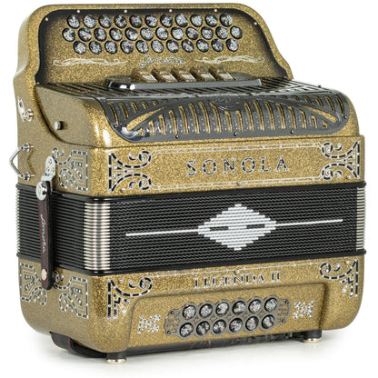 Sonola Legenda II Ultra Compacto Acordeón 5 Registros Fa Brillo Dorado y Negro