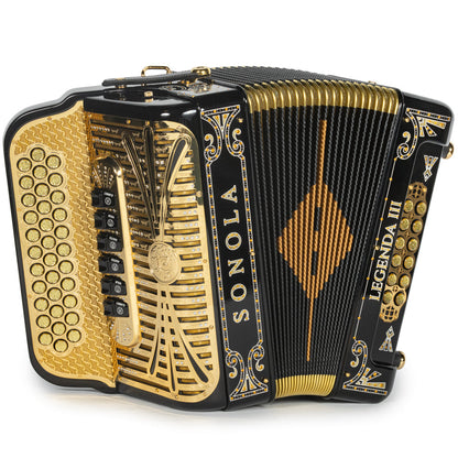 Sonola Legenda III Acordeón 6 Registros Fa-Mi Negro y Oro