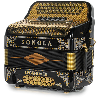 Sonola Legenda III Acordeón 6 Registros Fa-Mi Negro y Oro