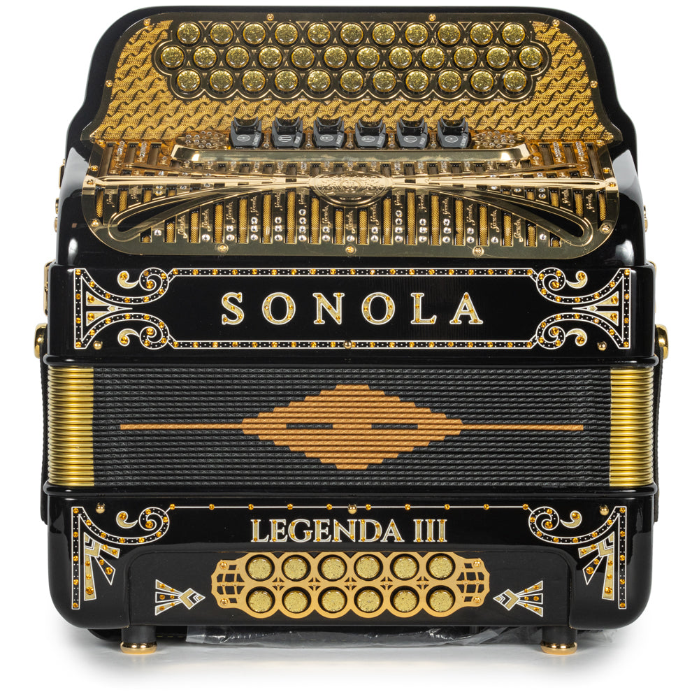 Sonola Legenda III Acordeón 6 Registros Fa-Mi Negro y Oro