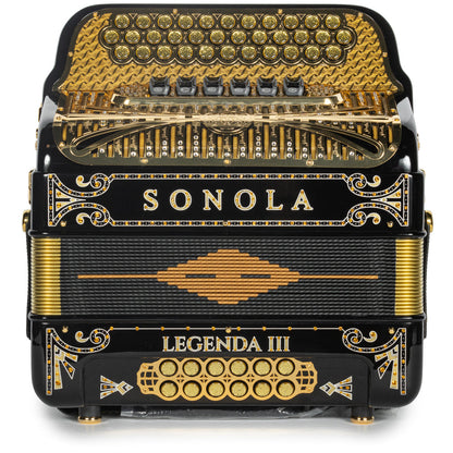 Sonola Legenda III Acordeón 6 Registros Fa-Mi Negro y Oro