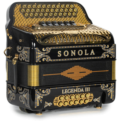 Sonola Legenda III Acordeón 6 Registros Fa-Mi Negro y Oro