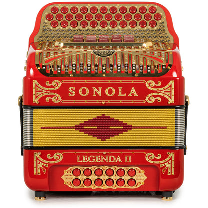 Sonola Legenda II Ultra Compacto Acordeón 5 Registros Mi Rojo con Oro