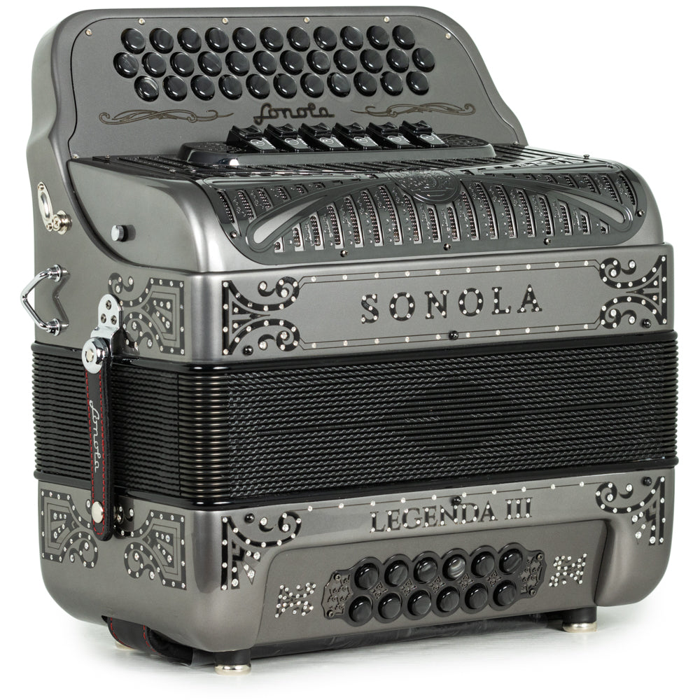 Sonola Legenda III Acordeón 6 Registros Fa-Mi Gris Metallico y Negro