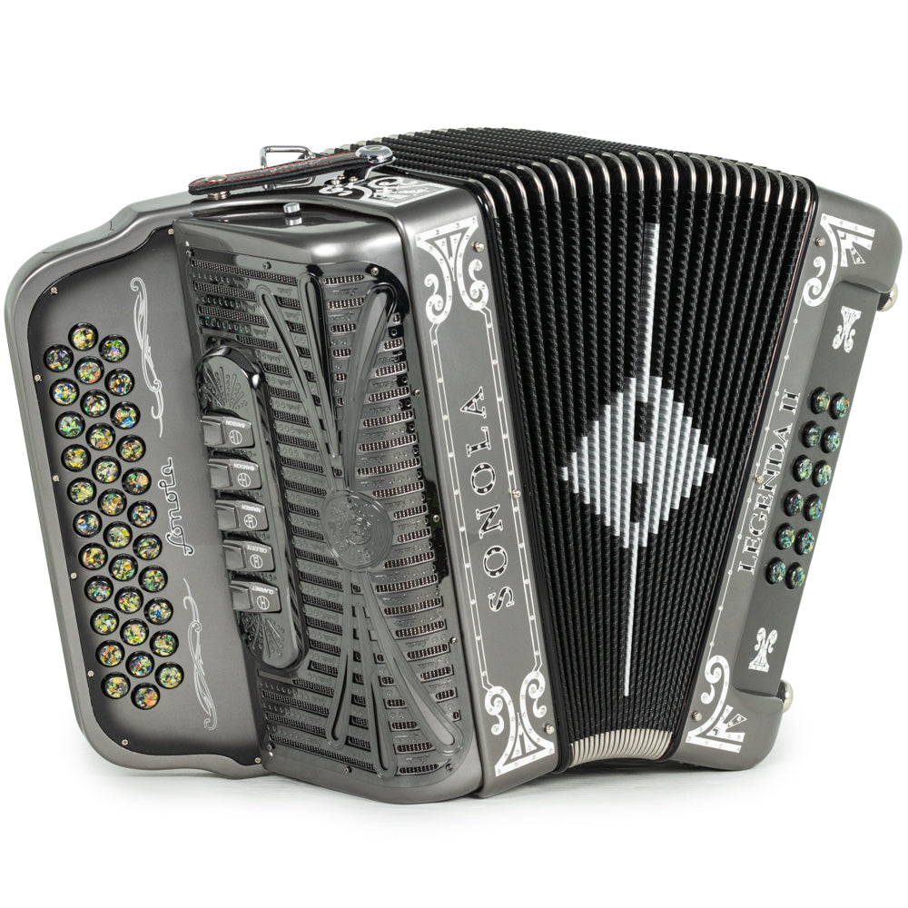 Sonola Legenda II Ultra Compacto Acordeón 5 Registros Sol Gris Metallico y Blanco