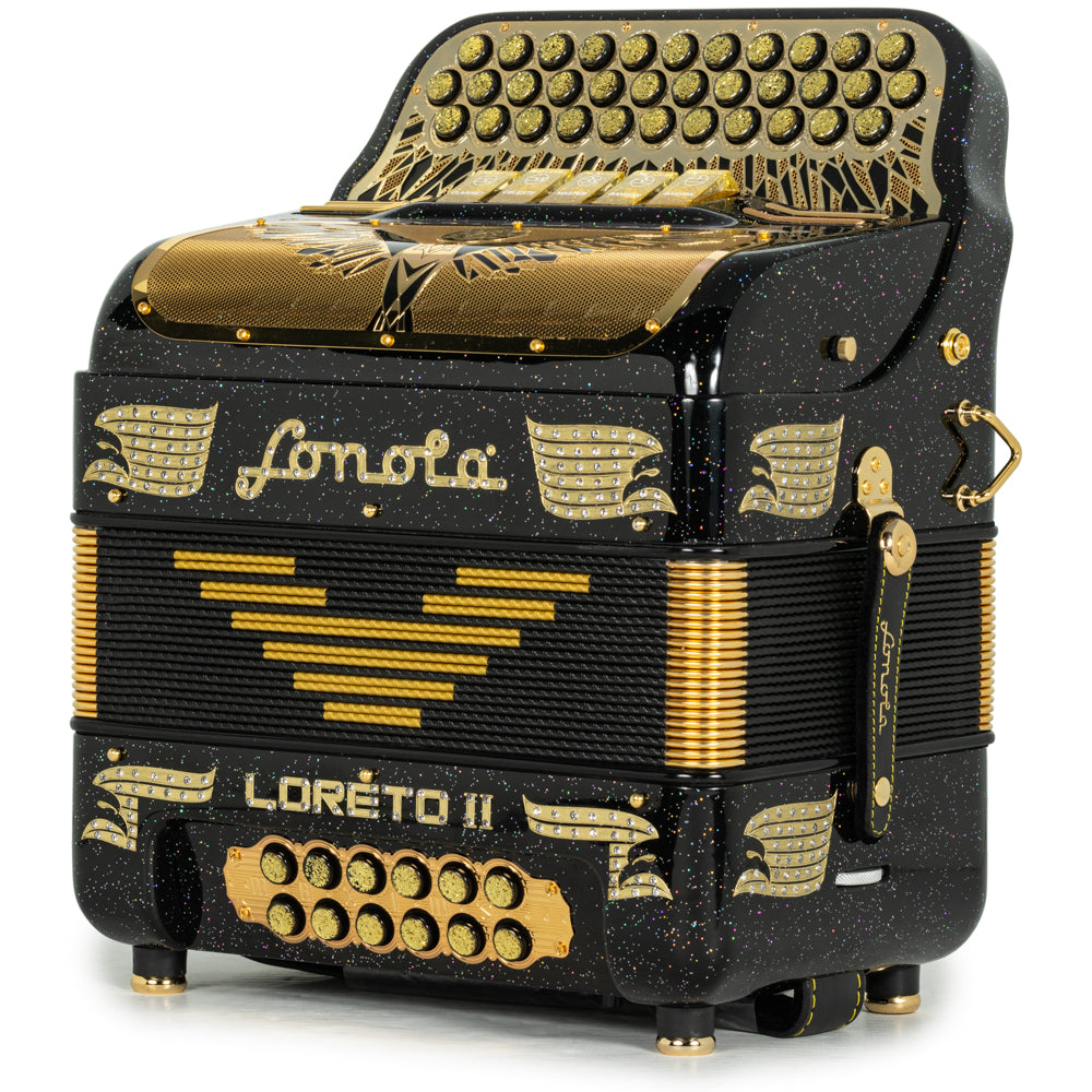 Sonola Loreto II Acordeón 5 Registros Fa Brillo Negro con Dorado