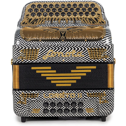 Sonola Loreto II Acordeón 5 Registros FBE Cuadros de Blanco y Negro Compacto