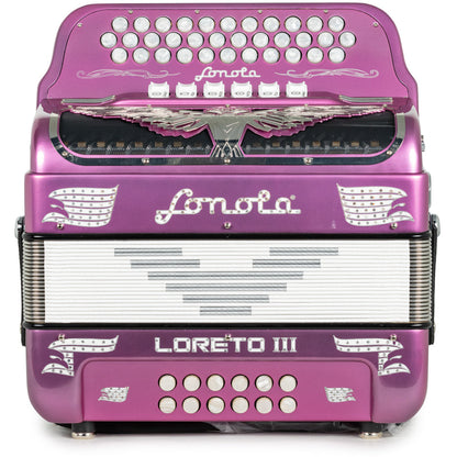 Sonola Loreto III Acordeón 6 Registros Fa-Mi Rosa y Blanco