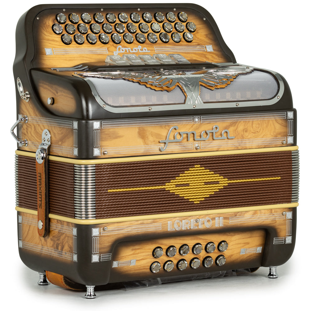 Sonola Loreto II Acordeón 5 Registros Mi Madera Mate y Cromo