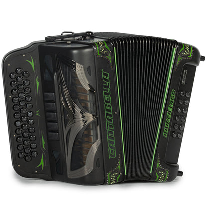 Cantabella Murcielago Accordion 5 Switch FBE Matte Grey and Green-accordions-Cantabella-Hermes Music-Accordion Pro Shop