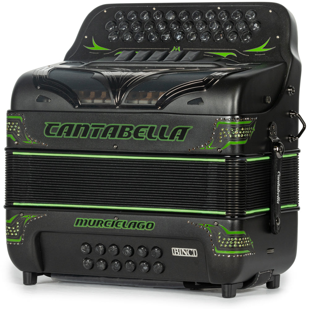 Cantabella Murcielago Accordion 5 Switch FBE Matte Grey and Green-accordions-Cantabella-Hermes Music-Accordion Pro Shop