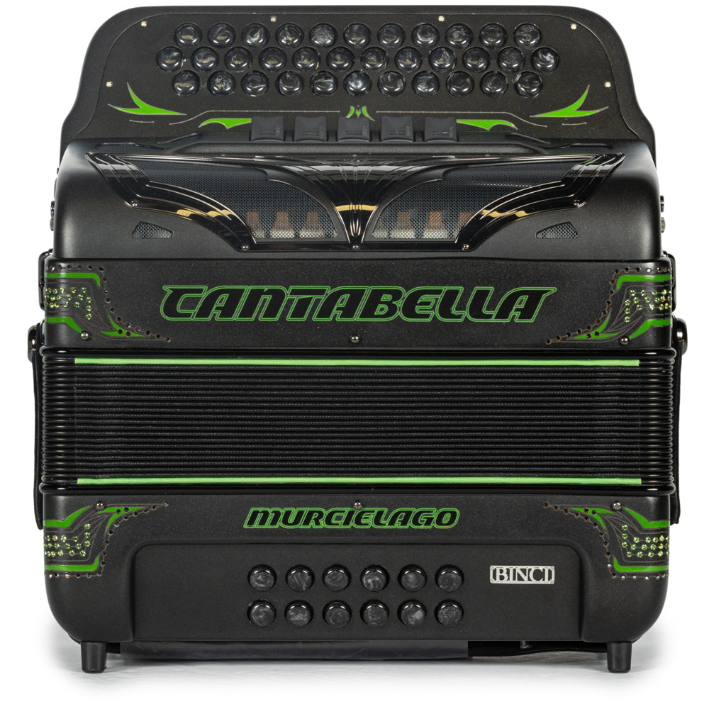 Cantabella Murcielago Accordion 5 Switch FBE Matte Grey and Green-accordions-Cantabella-Hermes Music-Accordion Pro Shop