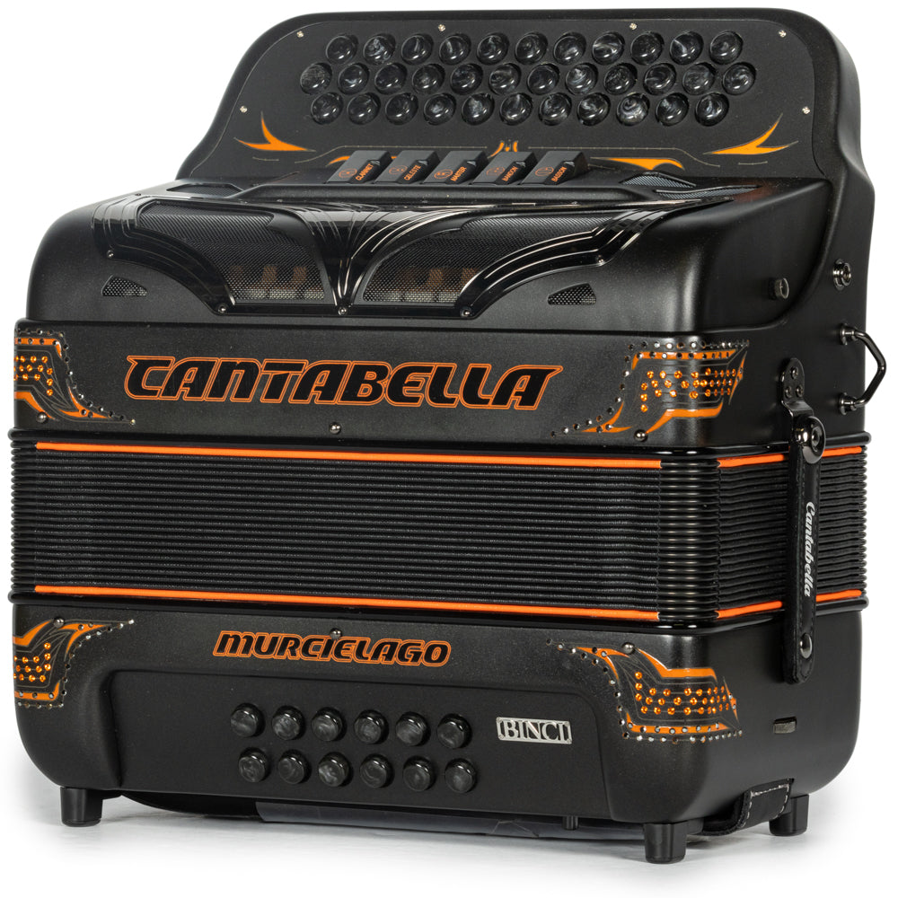 Cantabella Murcielago Accordion 5 Switch EAD Matte Grey and Orange-accordions-Cantabella-Hermes Music-Accordion Pro Shop