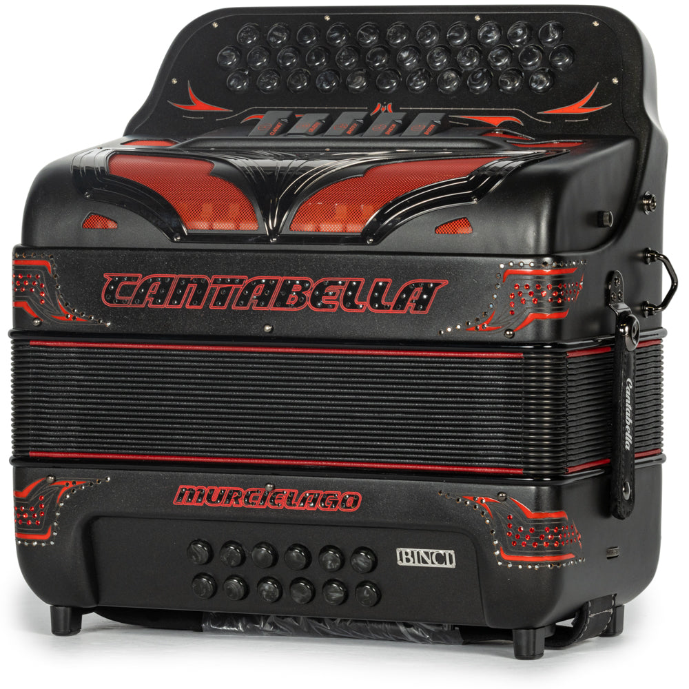 Cantabella Murcielago Accordion 5 Switch FBE Matte Grey and Red-accordions-Cantabella-Hermes Music-Accordion Pro Shop