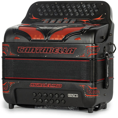 Cantabella Murcielago Accordion 5 Switch FBE Matte Grey and Red-accordions-Cantabella-Hermes Music-Accordion Pro Shop