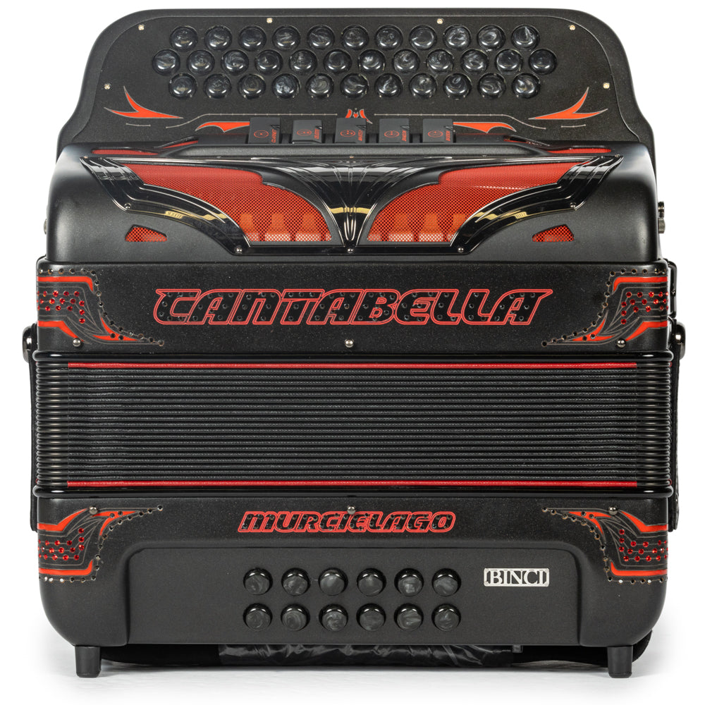 Cantabella Murcielago Accordion 5 Switch FBE Matte Grey and Red-accordions-Cantabella-Hermes Music-Accordion Pro Shop