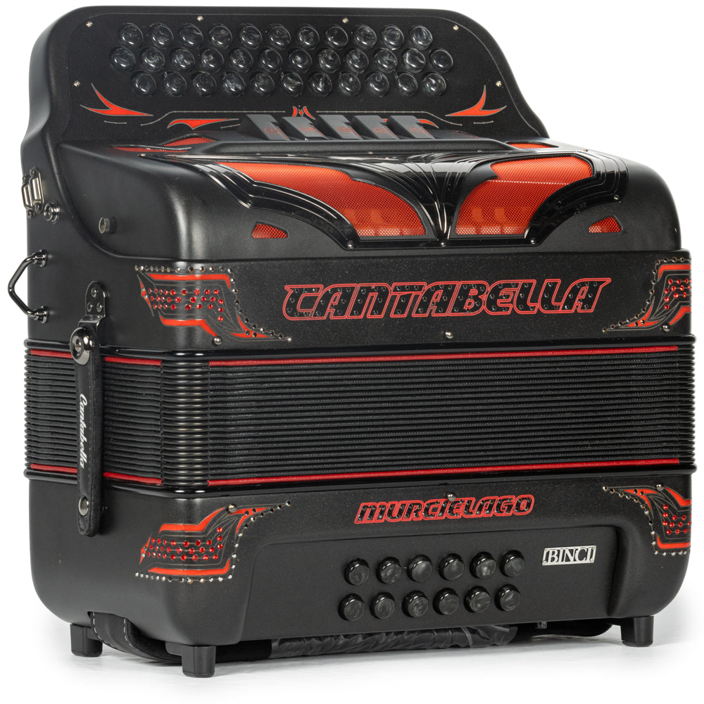 Cantabella Murcielago Accordion 5 Switch FBE Matte Grey and Red-accordions-Cantabella-Hermes Music-Accordion Pro Shop