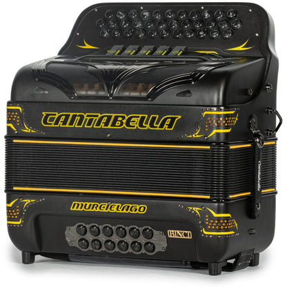 Cantabella Murcielago Accordion 5 Switch FBE Matte Black and Yellow-accordions-Cantabella-Hermes Music-Accordion Pro Shop