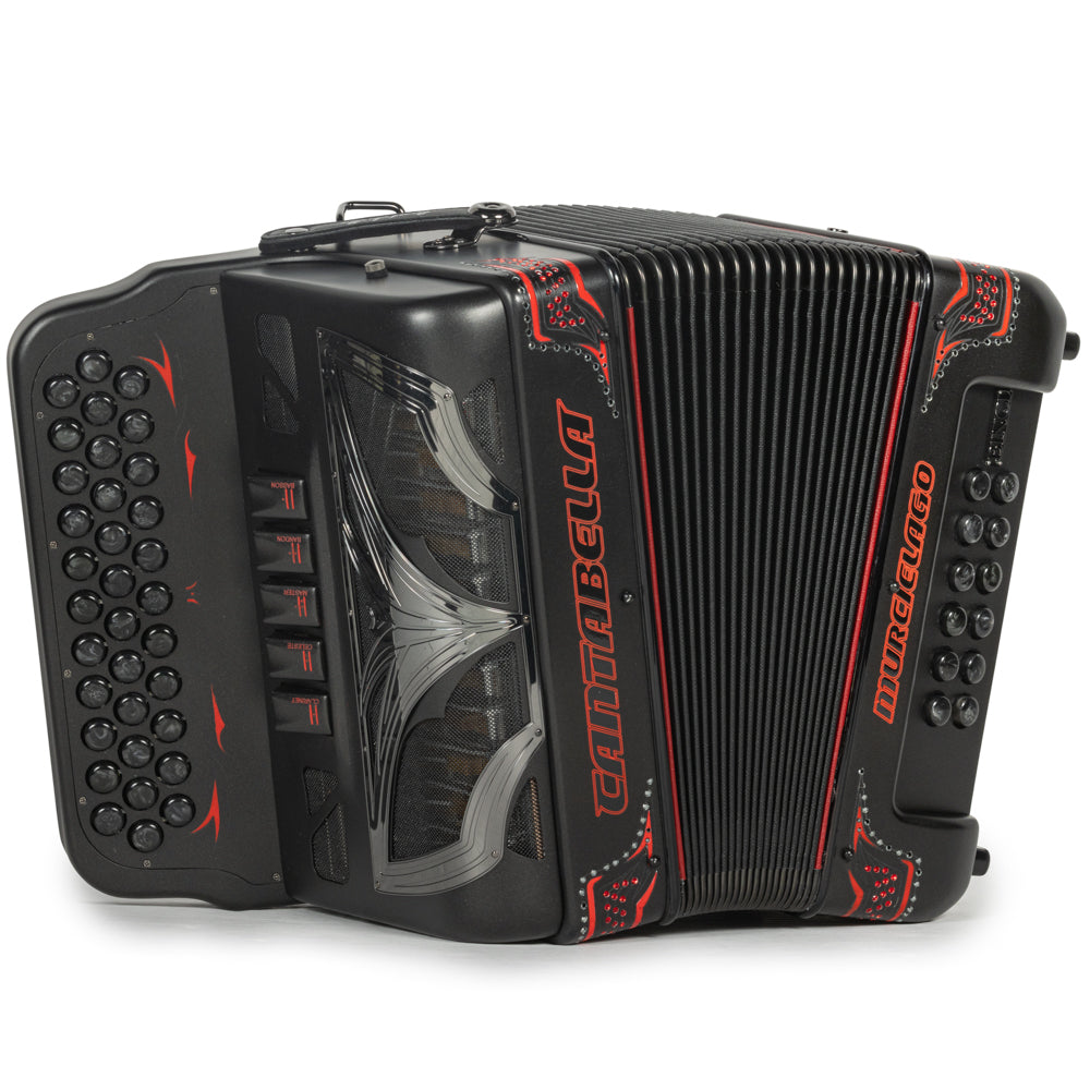 Cantabella Murcielago Accordion 5 Switch FBE Matte Grey and Red-accordions-Cantabella-Hermes Music-Accordion Pro Shop