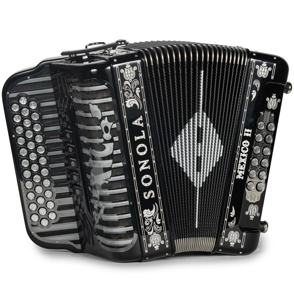 Sonola Mexico II Acordeón Ultra Compacto 5 Registros Fa Negro y Plata