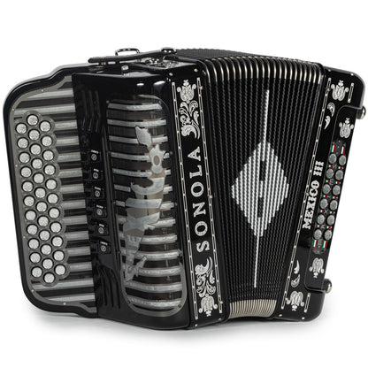 Sonola Mexico III Acordeón 6 Registros Fa-Mi Negro y Plata