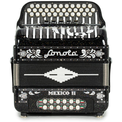 Sonola Mexico II  Acordeón Ultra Compacto 5 Registros Mi Brillo Negro con Blanco