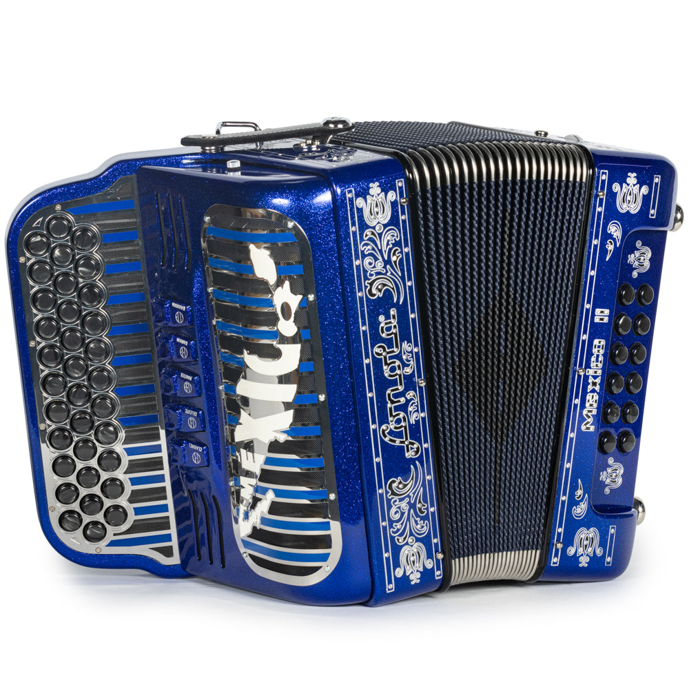 Sonola Mexico II Acordeón Ultra Compacto 5 Registros Mi Brillo Azul y Blanco