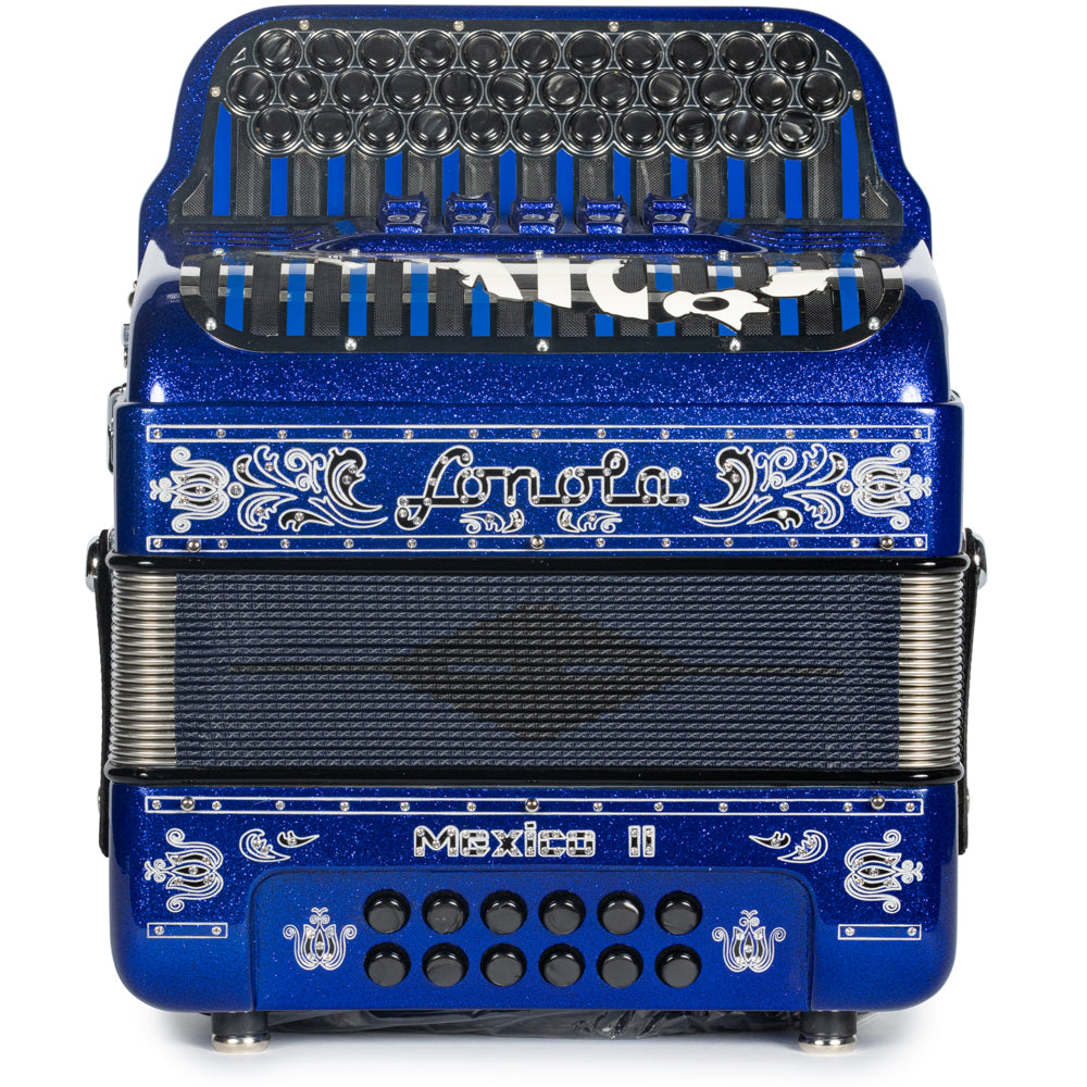 Sonola Mexico II Acordeón Ultra Compacto 5 Registros Mi Brillo Azul y Blanco
