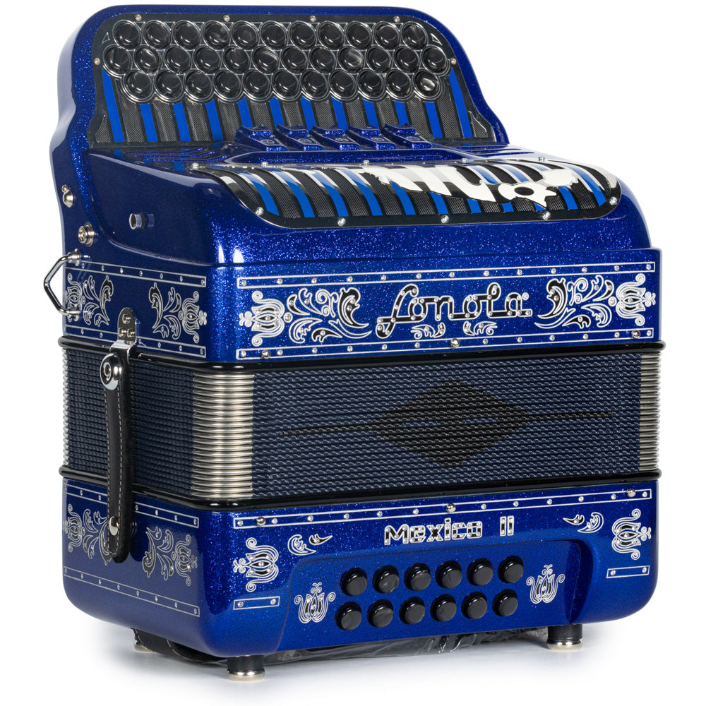 Sonola Mexico II Acordeón Ultra Compacto 5 Registros Mi Brillo Azul y Blanco