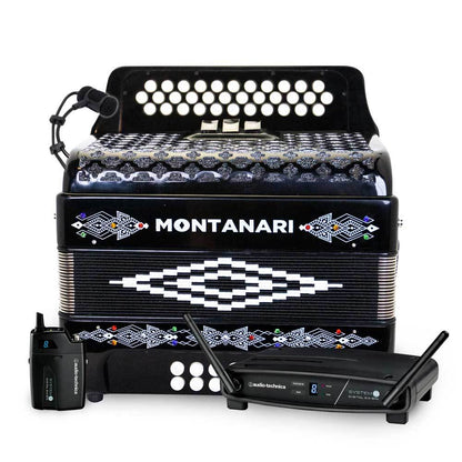 Montanari 3412 Accordion 3 Switch EAD Black Includes Wireless Microphone-bundle-Montanari- Hermes Music