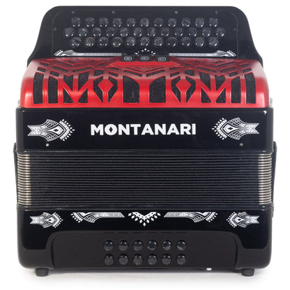 Montanari CM II Accordion 3 Switch 3412 EAD Black with Red-accordion-Montanari- Hermes Music