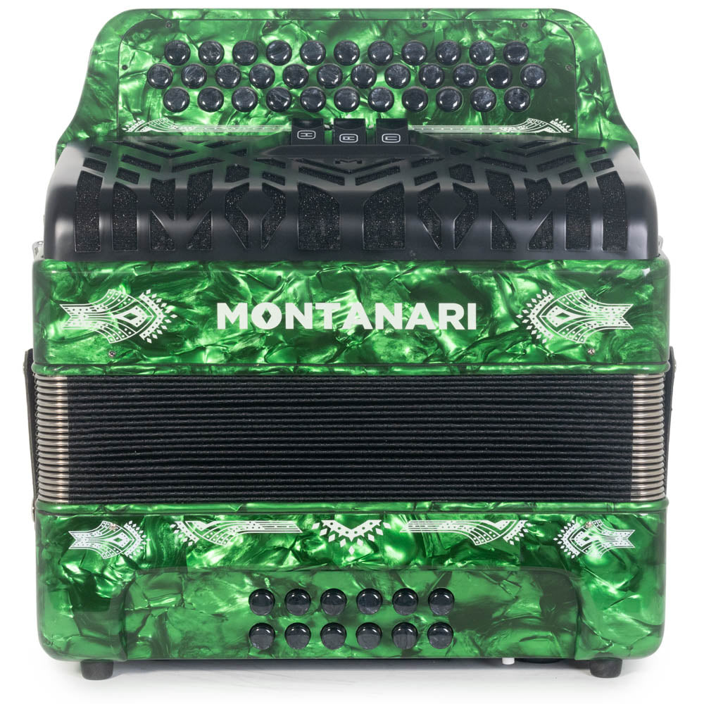 Montanari CM II Accordion 3 Switch 3412 FBE Green-accordion-Montanari- Hermes Music