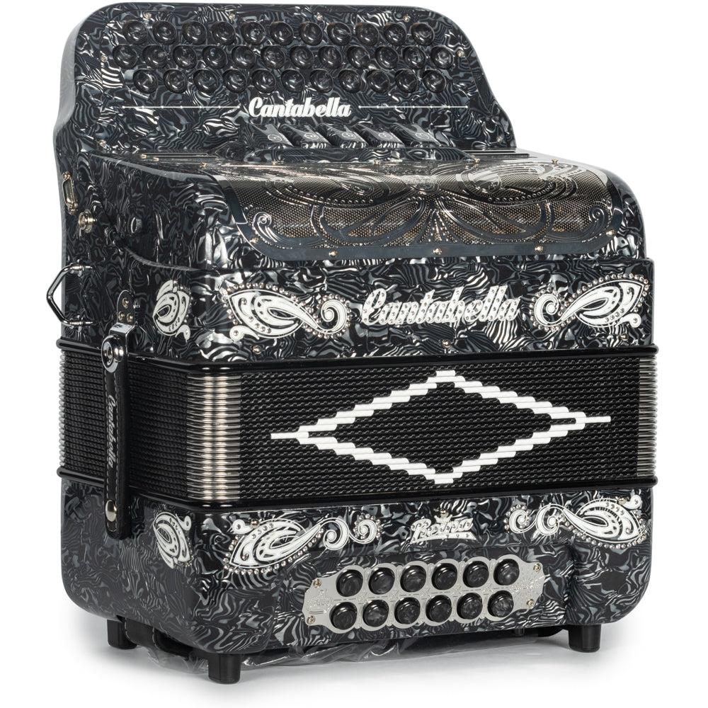 Cantabella Reina Acordeón 5 Registros Sol Ondas Gris Diapasón Pintado