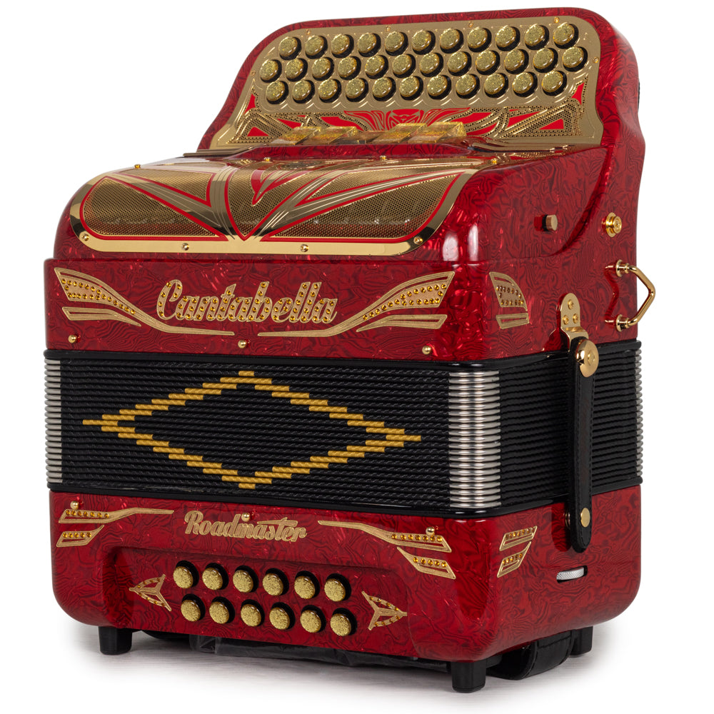 Cantabella Roadmaster Acordeón Ultra Compacto 5 Registros Fa Rojo con Dorado
