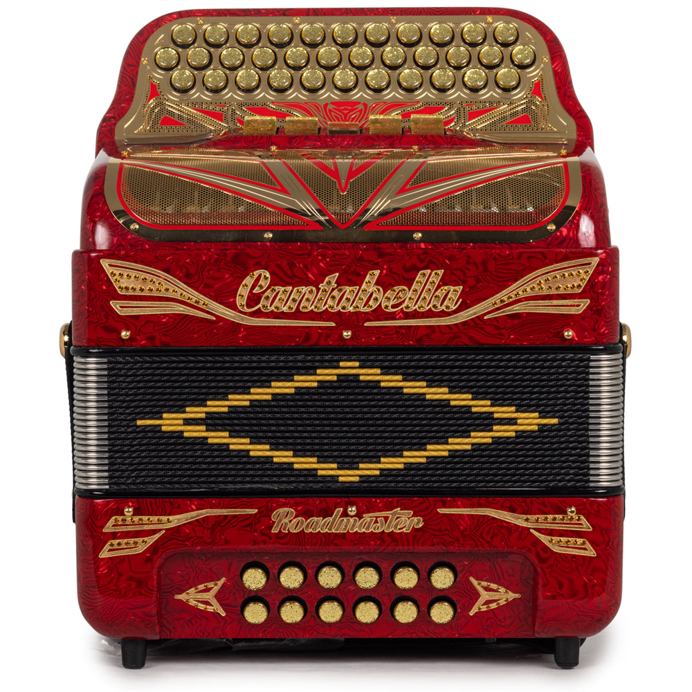 Cantabella Roadmaster Acordeón Ultra Compacto 5 Registros Fa Rojo con Dorado