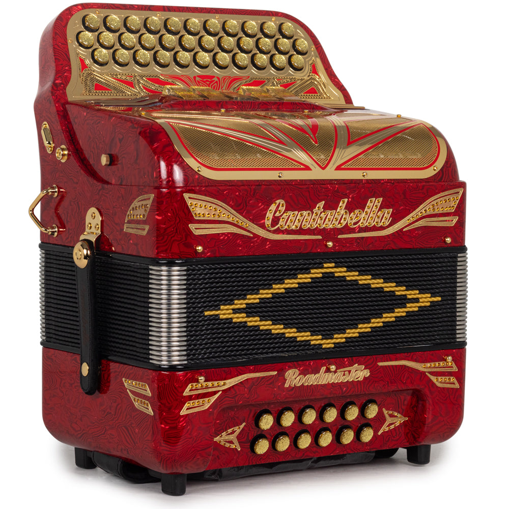 Cantabella Roadmaster Acordeón Ultra Compacto 5 Registros Fa Rojo con Dorado