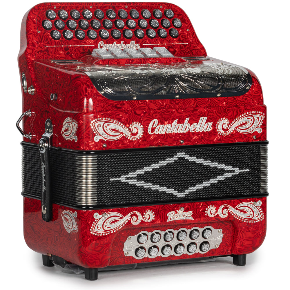 Cantabella Reina Acordeón 5 Registros Mi Ondas Rojo Diapasón Pintado