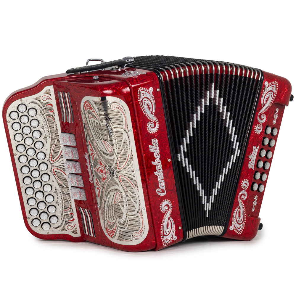 Cantabella Reina Acordeón Ultra Compacto 5 Registros Mi Rojo con Cromo