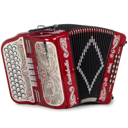 Cantabella Reina Acordeón Ultra Compacto 5 Registros Mi Rojo con Cromo