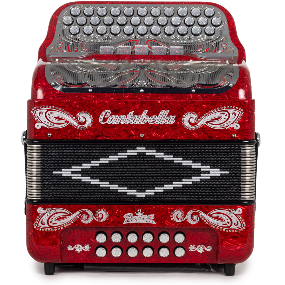 Cantabella Reina Acordeón Ultra Compacto 5 Registros Mi Rojo con Cromo