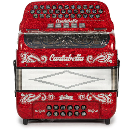 Cantabella Reina Acordeón 5 Registros Mi Ondas Rojas y Chromo con Diapasón Pintado