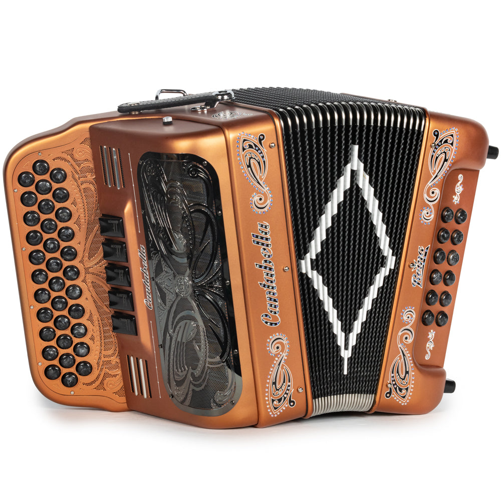 Cantabella Reina Acordeón 5 Registros Fa Cobre Mate Diapasón Pintado y Negro