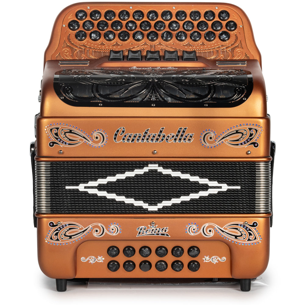 Cantabella Reina Acordeón 5 Registros Fa Cobre Mate Diapasón Pintado y Negro