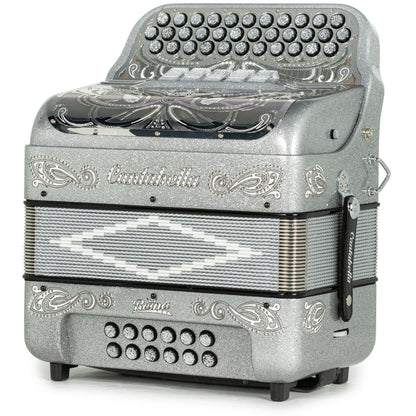 Cantabella Reina Acordeón 5 Registros Sol Plateado con Brillo