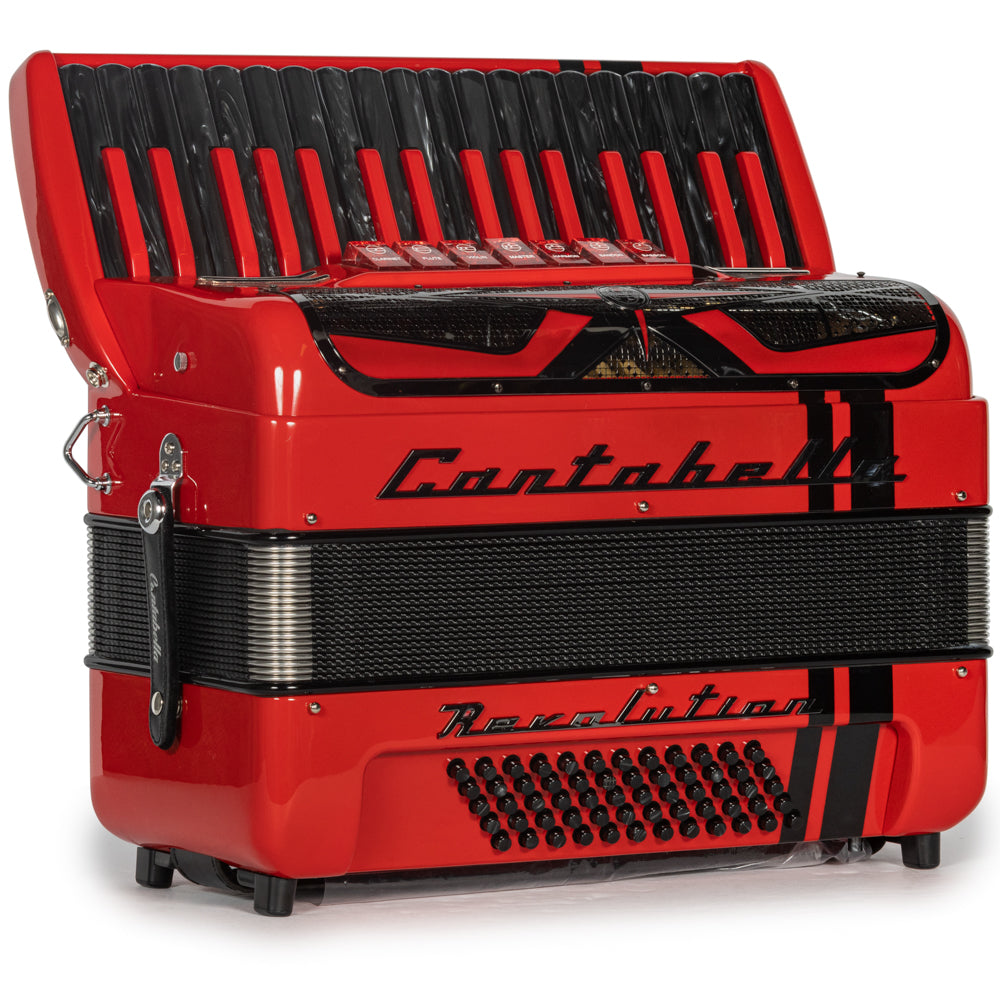 Cantabella Revolution Piano Accordion 7 Switch Red with Grey Hermes Music Accordion Pro Shop