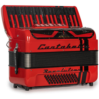 Cantabella Revolution Piano Accordion 7 Switch Red with Grey Hermes Music Accordion Pro Shop